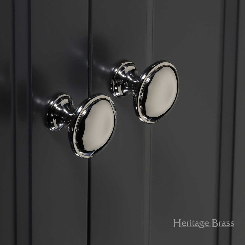 Heritage Brass Heritage Cabinet Knob Domed Design, Polished Nickel, 3cm H x 3.2cm W x 3.2cm D
