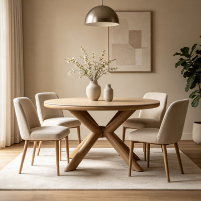 Round Dining Table with Sintered Stone Tabletop