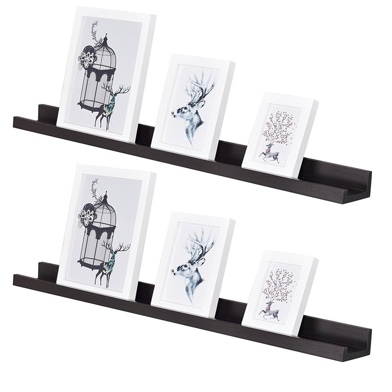 2 Piece U-Shaped Floating Shelf, Espresso