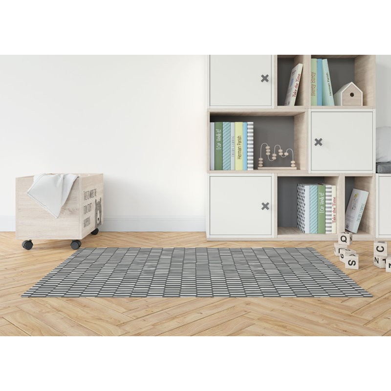 Tapis de jeu pour enfants Flat Attack, Rectangle 5 pi x 7 pi, Ivory/Charcoal