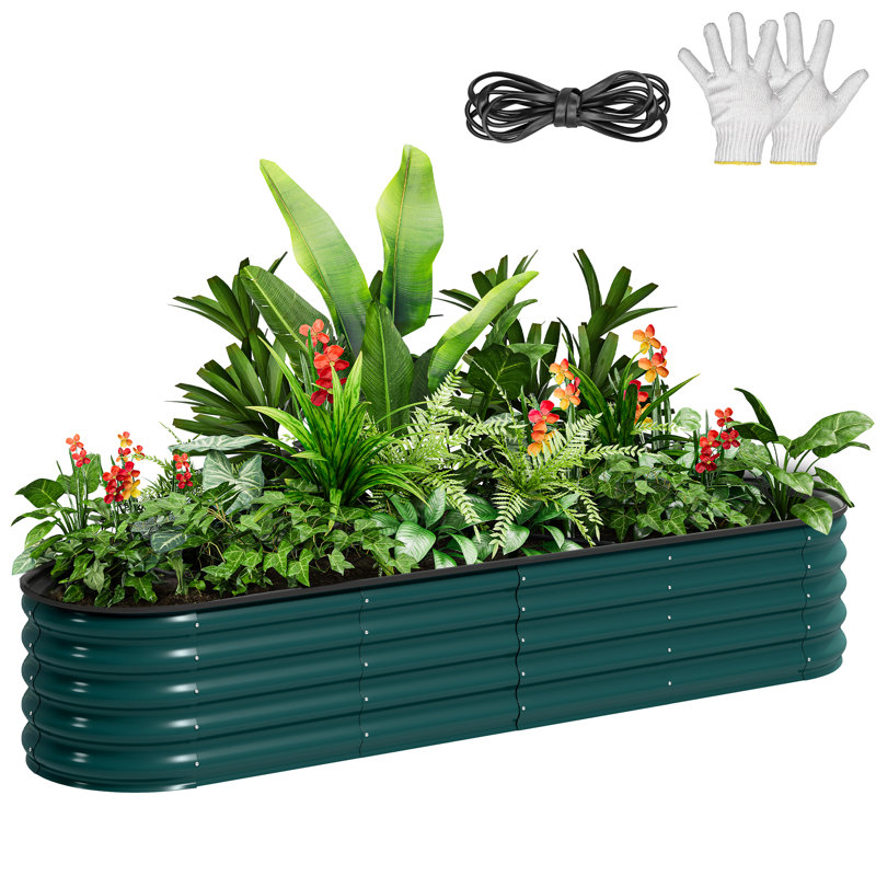 Metal Raised Garden Bed,240x61x43cm, Green
