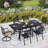 Alyah 6 - Person Stainless Steel Patio Dining Set Extendable Rectangular Table with Cushions Included