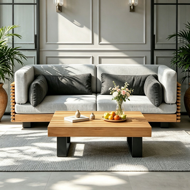 Ensemble de conversation pour l'extérieur, causeuse, 3 Pcs: 2 Corner Modulars, Coffee Table