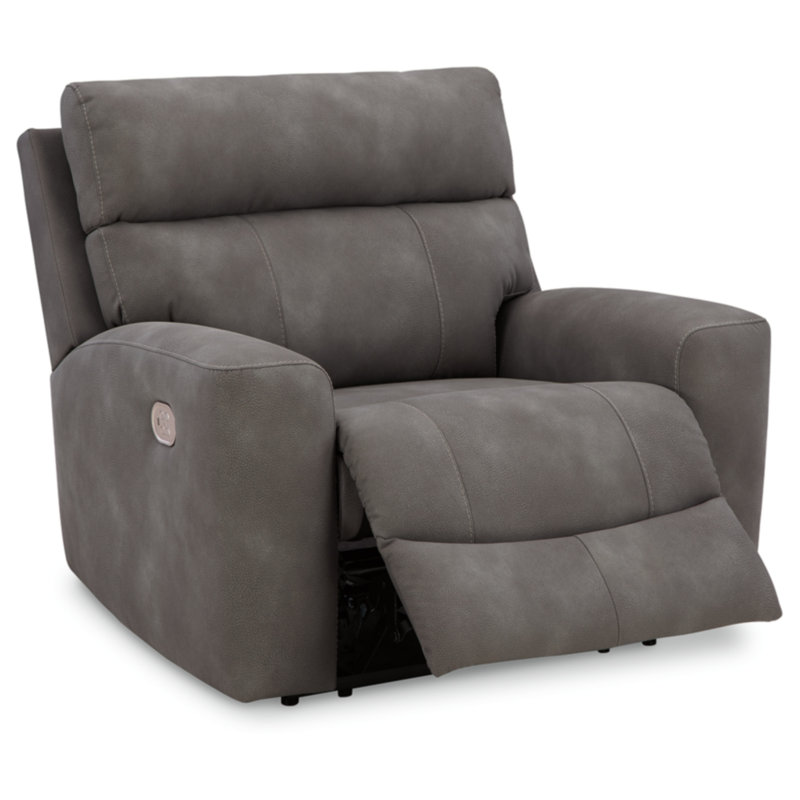 Lakaiya Power Recliner, Gray Faux Leather