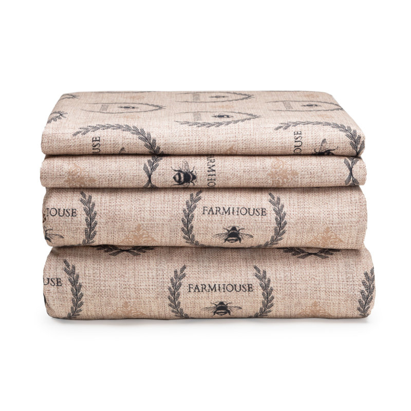 Ensemble de draps 100% coton, Grand, Brun clair et noir