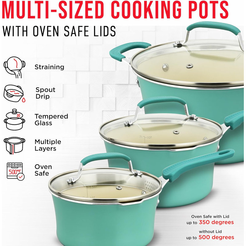 23-Piece Green Non-Stick Aluminum Cookware and Bakeware Set