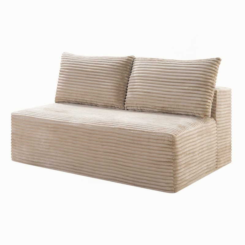 Causeuse Corduroy, L 57,5 po, Velours côtelé beige