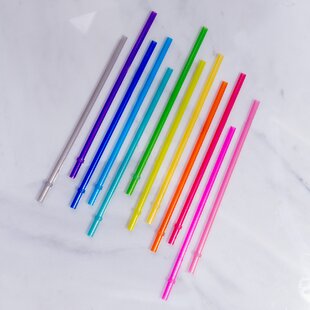 drinking straws,Clean Reusable Long Straw With Ring Pure Color Hard Straw 