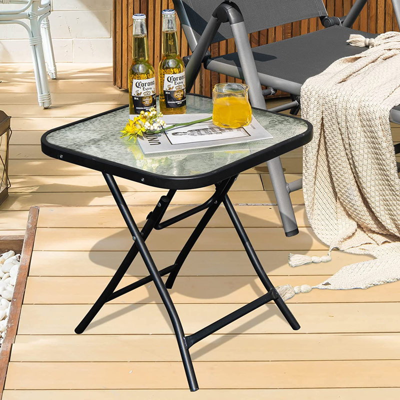 Square Metal Folding Outdoor Bistro Table , 46.5cm cm W 46.5cm cm D