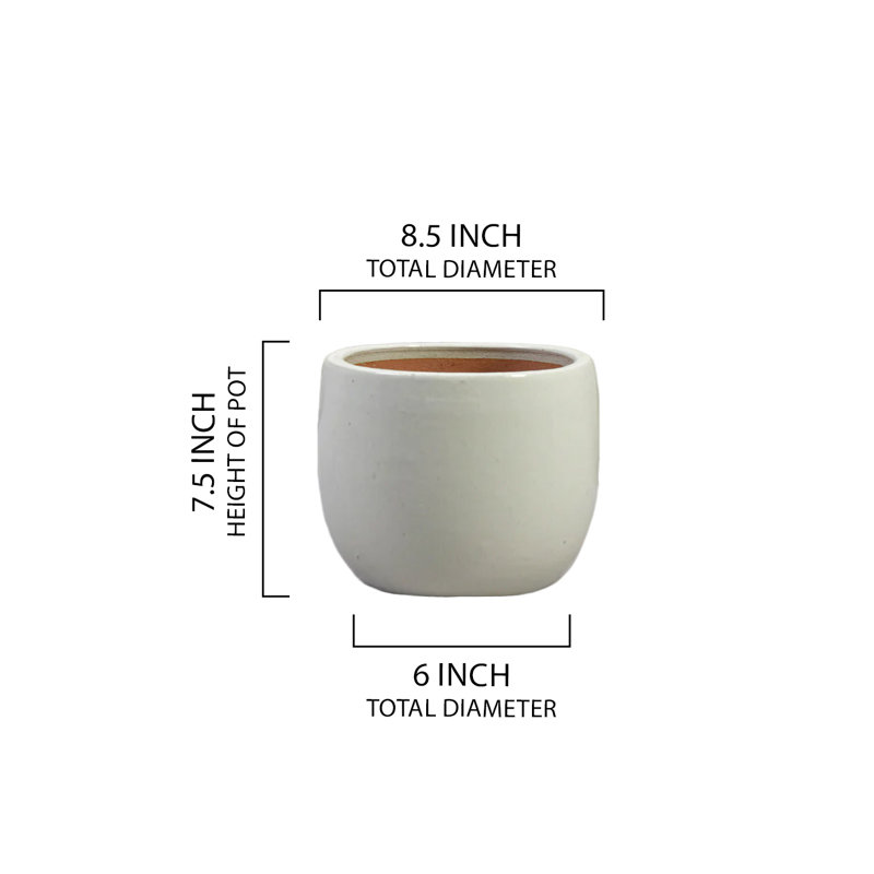  Alora Off-White Ceramic Planter – Modern Round Planter For Indoor & Outdoor Plants, Garden, Patio, Office, Hotel Lobby Décor