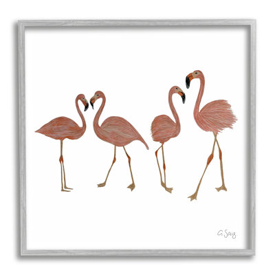 Mur d'illustrations d'oiseaux flamants roses se mélangeant à Ale Saiz Studio
