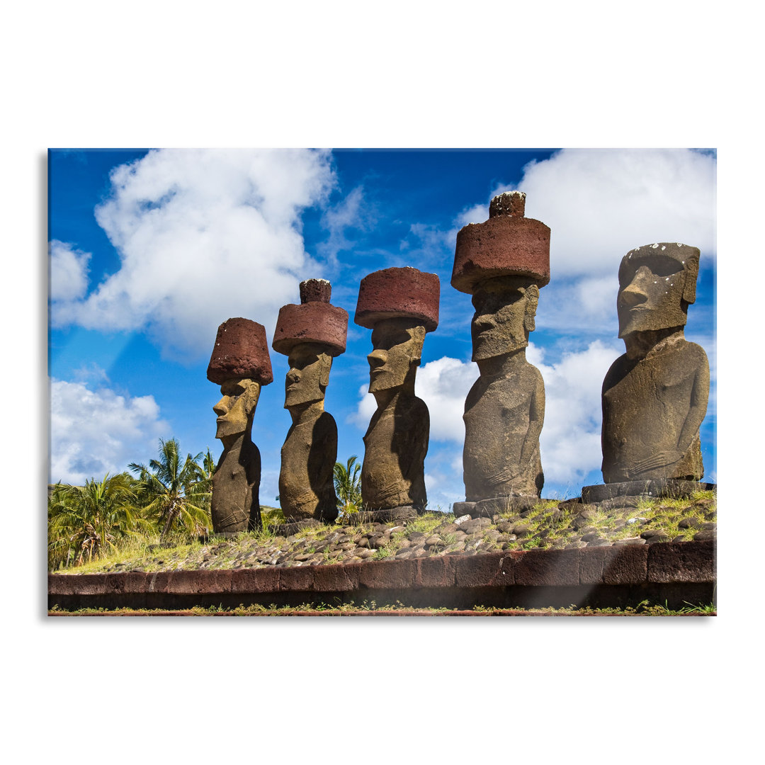 Glasbild Moai Statuen auf den Osterinseln