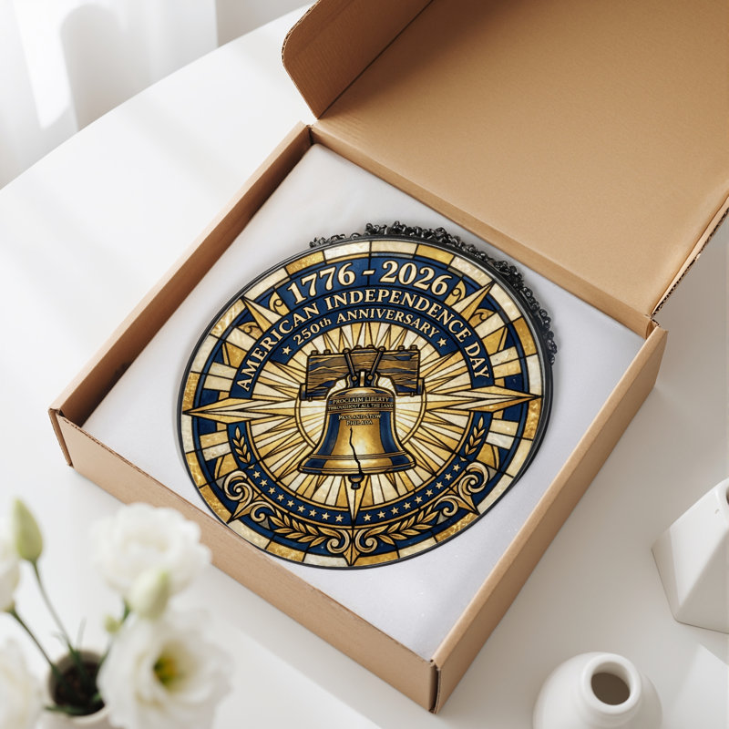 Panneau de fenêtre en verre pour décoration intérieure American Independance USA 250th Anniversary - H 12 po, H 12 po