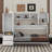 Twin Size Murphy Bed With Drawers And Open Shelves,Built-In Wardrobe And Table