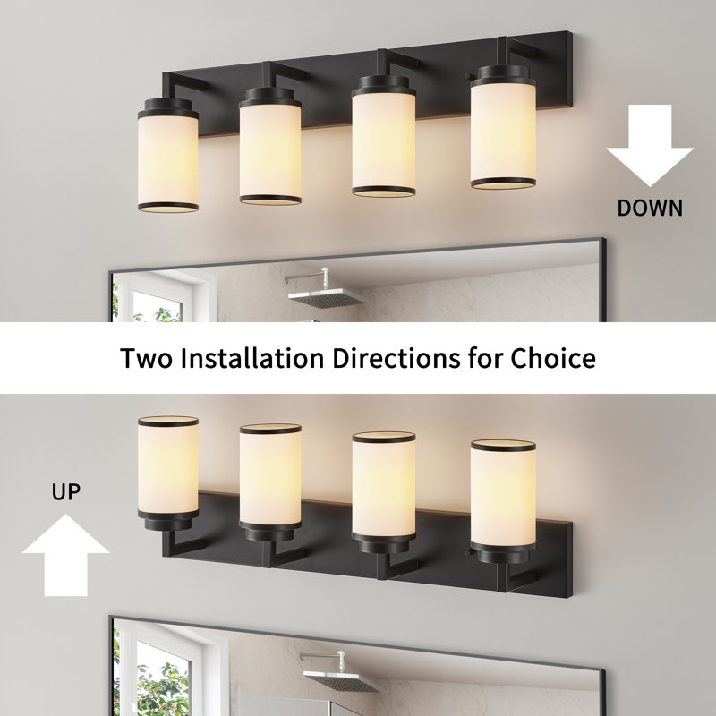 Dimmable Transitional Vanity Light, Matte Black, 4 Lights