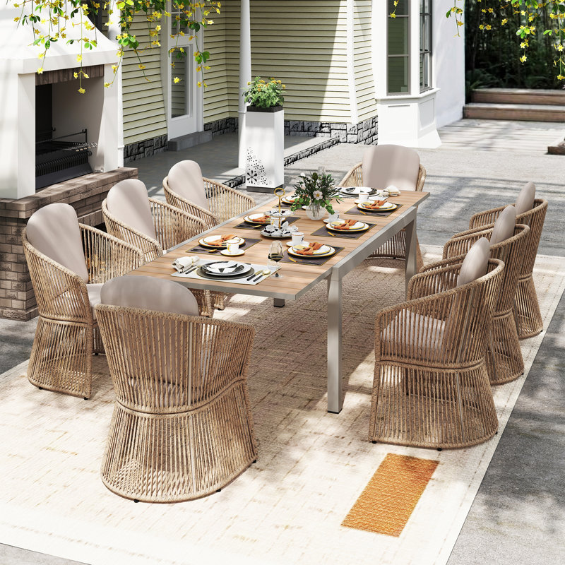 Ensemble repas d'extérieur pour 8 personnes, Brun