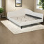 Lits doubles polyvalents en forme de L, lin beige et bois massif