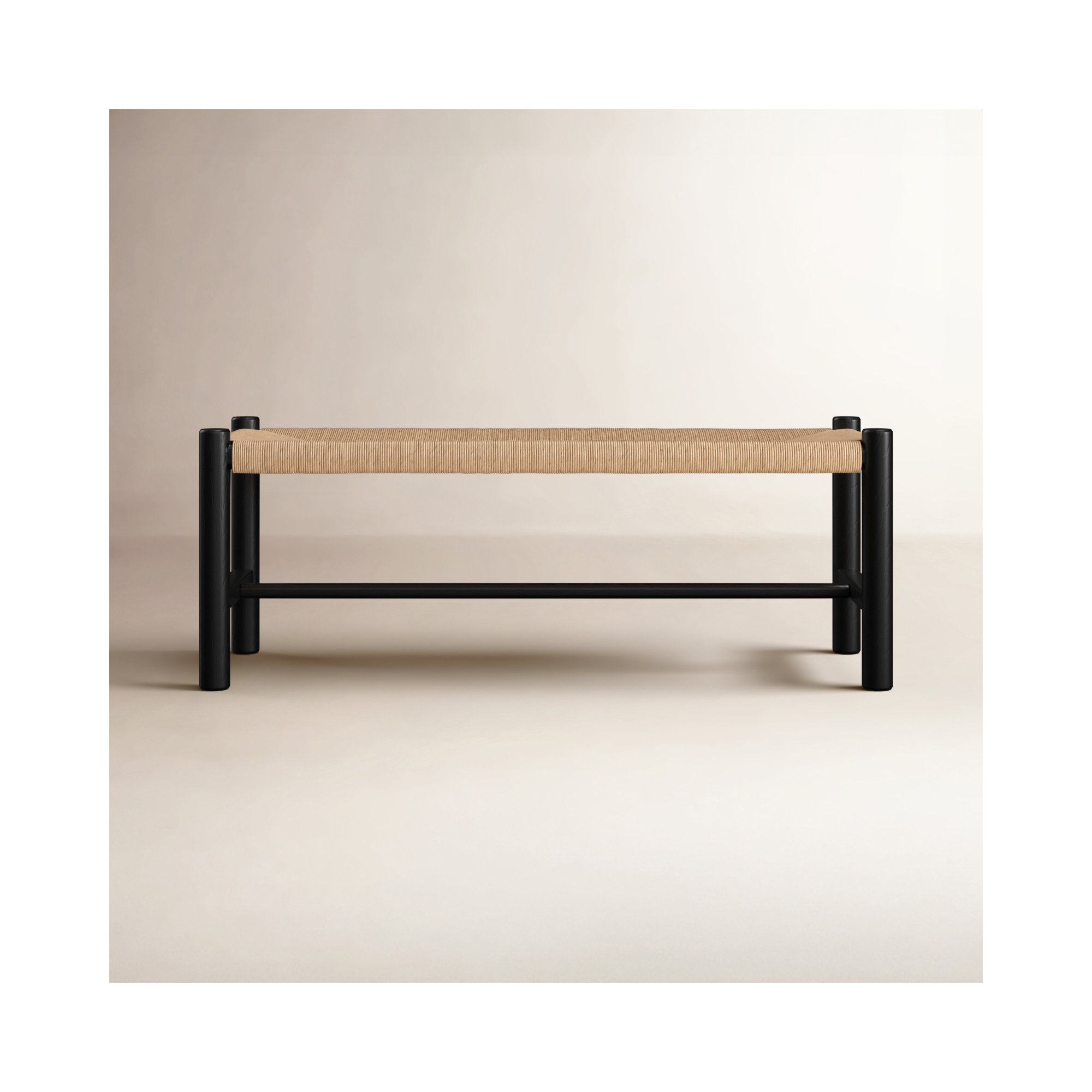Brighton Wood Bench, Black, 18" H x 48" W x 17" D