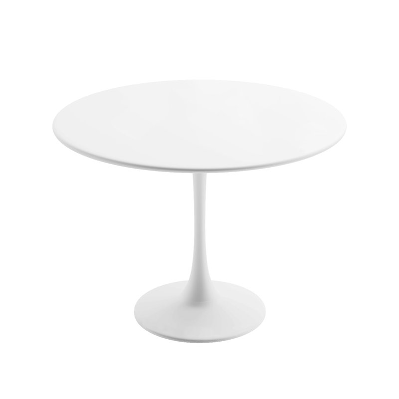 Liev Bistro 39" Round Dining Table for Indoors or Outdoors with Steel Top and Pedestal Base, White