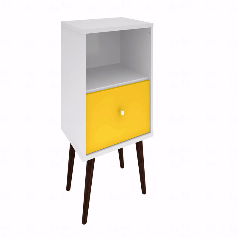 Table de chevet, Jaune / Blanc