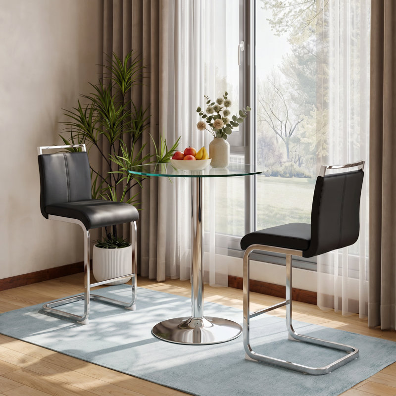 3-Piece Counter Height Dining Set, 3 Pieces: Table, 2 Chairs, Black