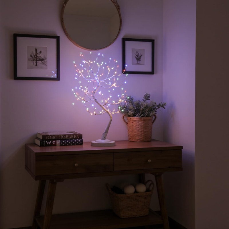 108 bonshommes de table bouleau de table avec 20 pouces de lumière décorative féerique à piles pour brindilles pour fête