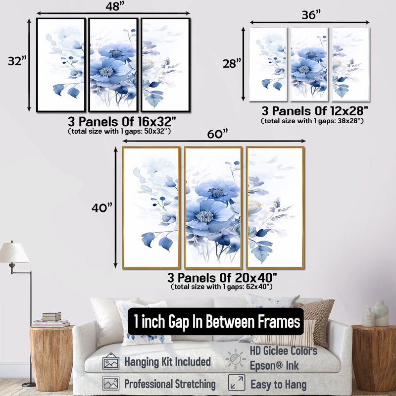 Fairley - ensemble d'art mural pivoine, Brun, H 28 po x l 36 po