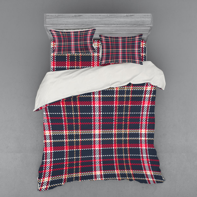Farmhouse / Country Plaid Duvet Cover, Queen Duvet Cover + 3 Additional Pieces