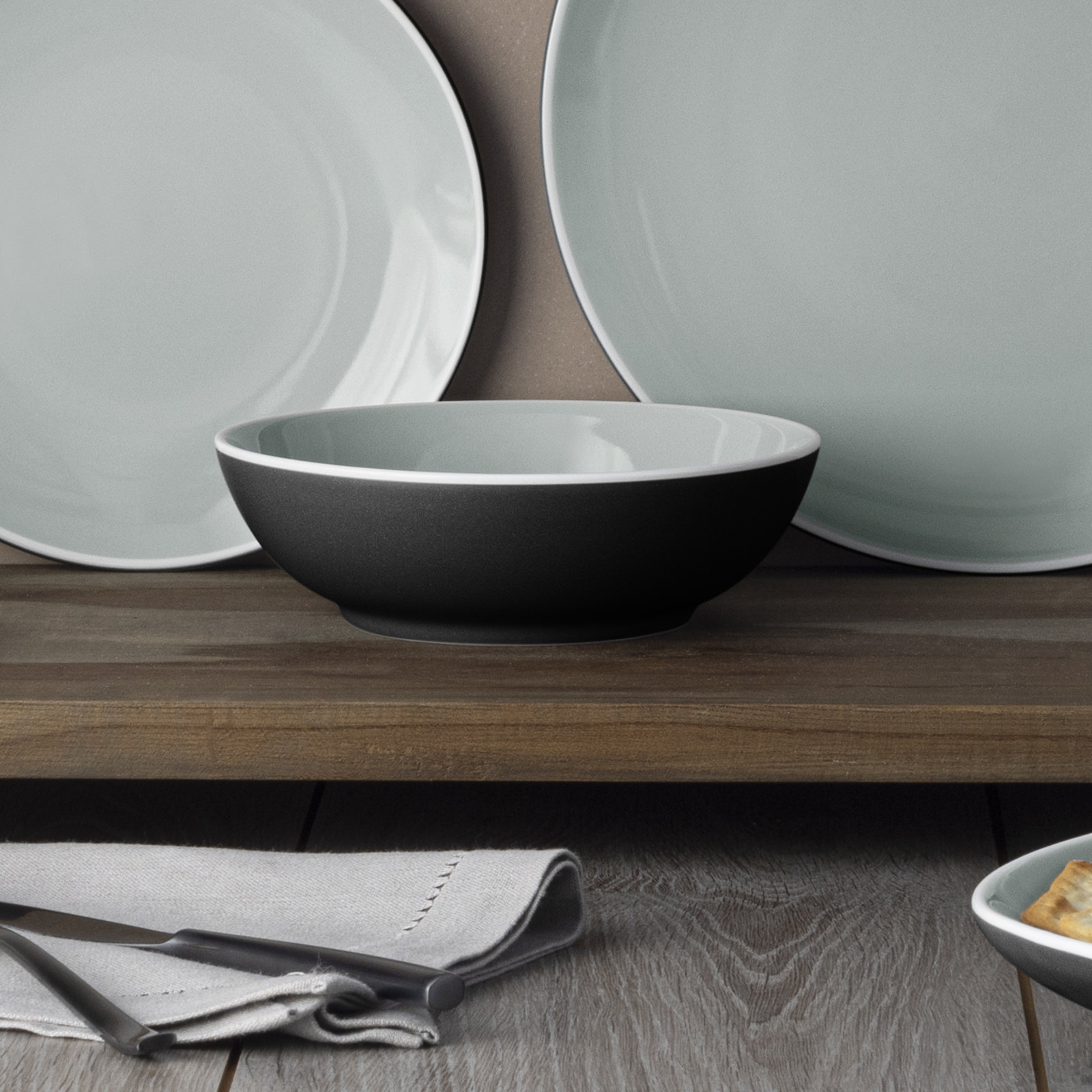 ColorTrio Porcelain Dinnerware Set, Graphite