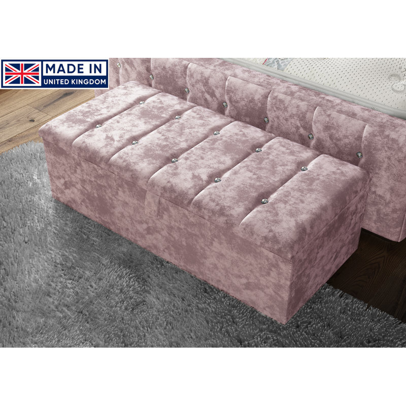 Akyiah 102cm Wide Tufted Rectangle Striped Standard Ottoman with Storage, Pink