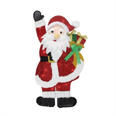 32"" Red and White Lighted Waving Santa with Gifts Christmas Outdoor Decoration -  Northlight, 31457981