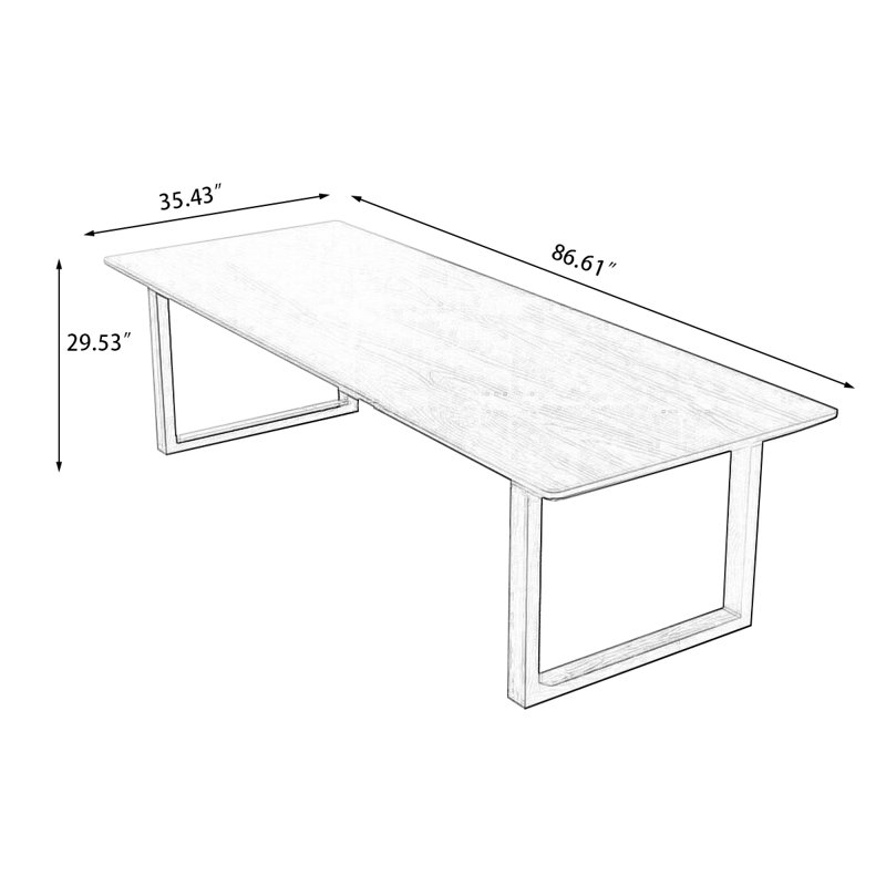 Brown Rectangular Solid Wood Dining Table, 29.53"H x 86.61"L x 35.43"W