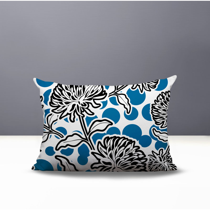 Oreiller rectangulaire réversible intérieur / extérieur Jae, Rectangle H 14 po x l 20 po, Turquoise