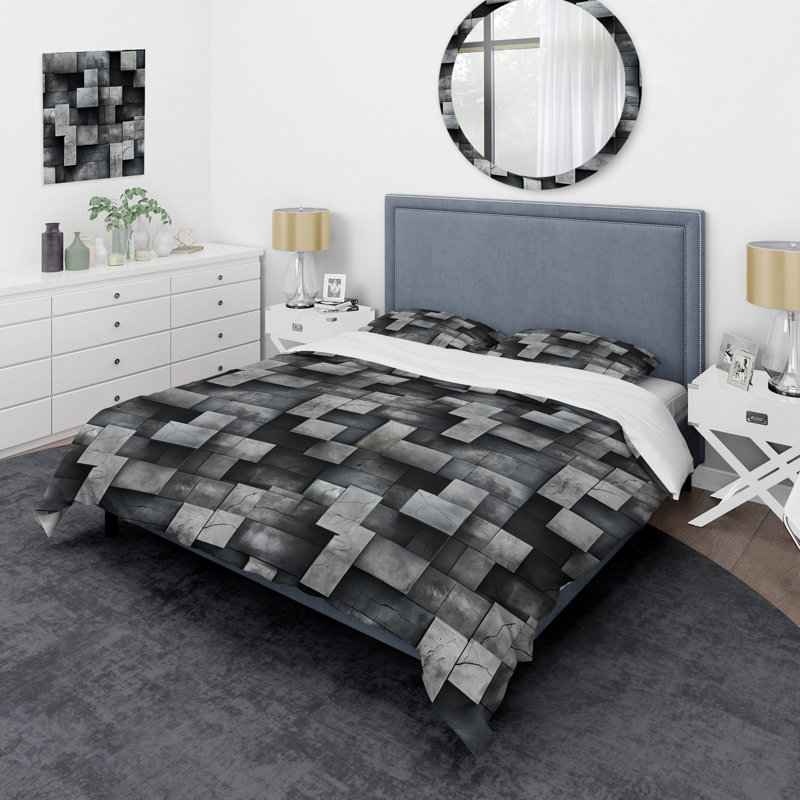 Architectural Concrete Wall Illusion I - Ensemble de housse de couette en brique