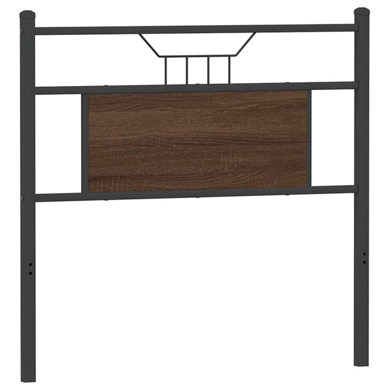 Headboard 183 Cm Engineered Wood And Steel, 91.5cm H x 80.5cm W x 3cm D, Brown Oak