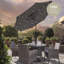 Dubose 4 Seater Rattan Round Dining Set with Grey LED Premium Parasol & Parasol Rain Cover - Black-119009831