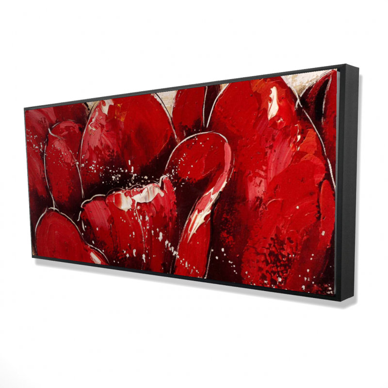 Red tulips closeup - 24"x48" Framed canvas