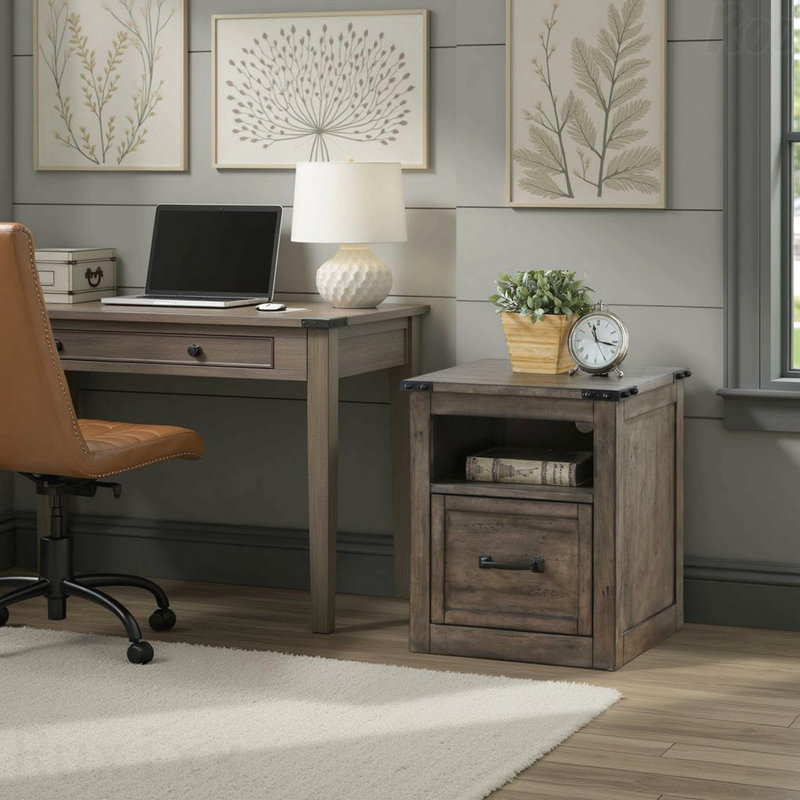 Smoked Grey 1-Drawer File Cabinet For Home Office Document Storage