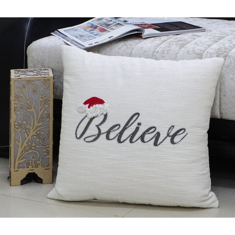 Christmas Pillow Embroidered Cotton Blend Throw Pillow
