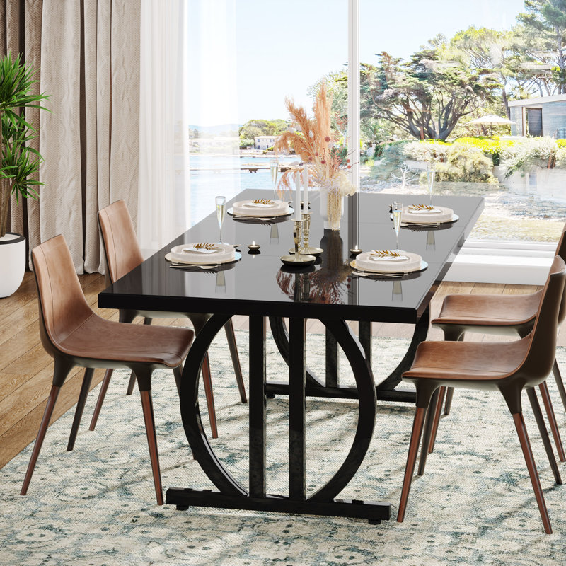 Matland Modern Dining Table Simple Desk 31.5'' L x 62.99'' W Thicken Tabletop Metal Frame