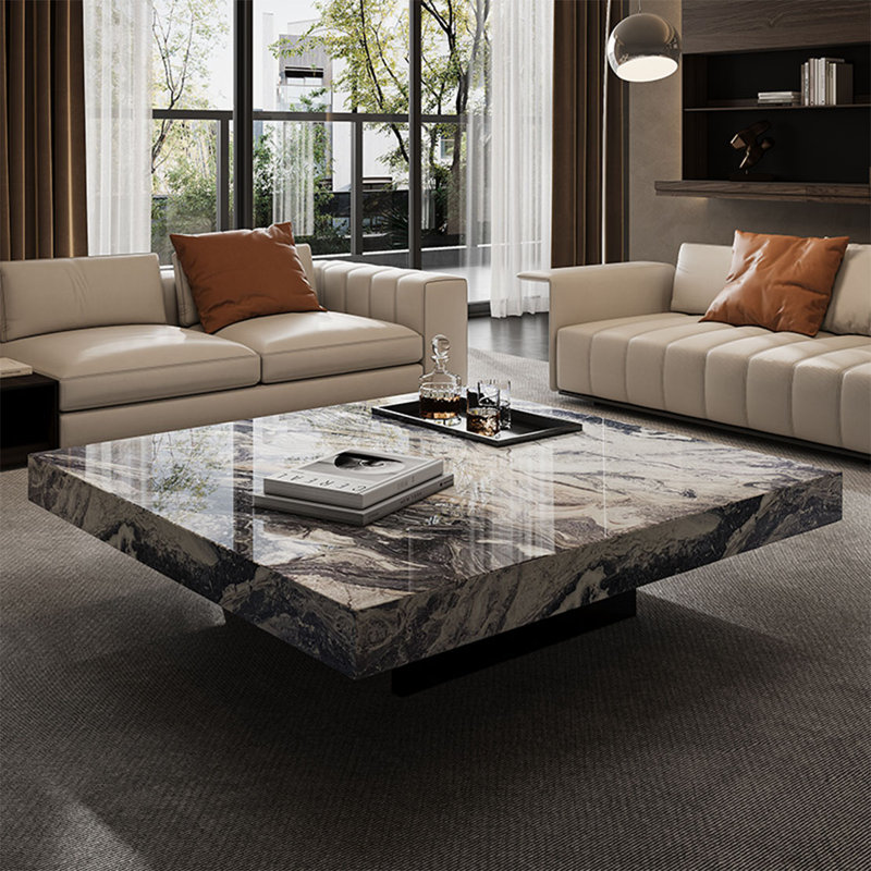Table basse flottante en marbre italien minimaliste, H 11,8 po x L 43,3 po x l 43,3 po