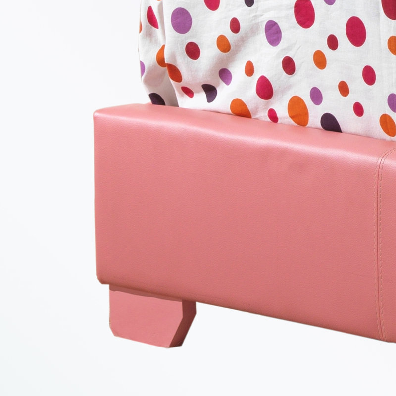 Lit plateforme simple en bois avec tête de lit haute, Rose