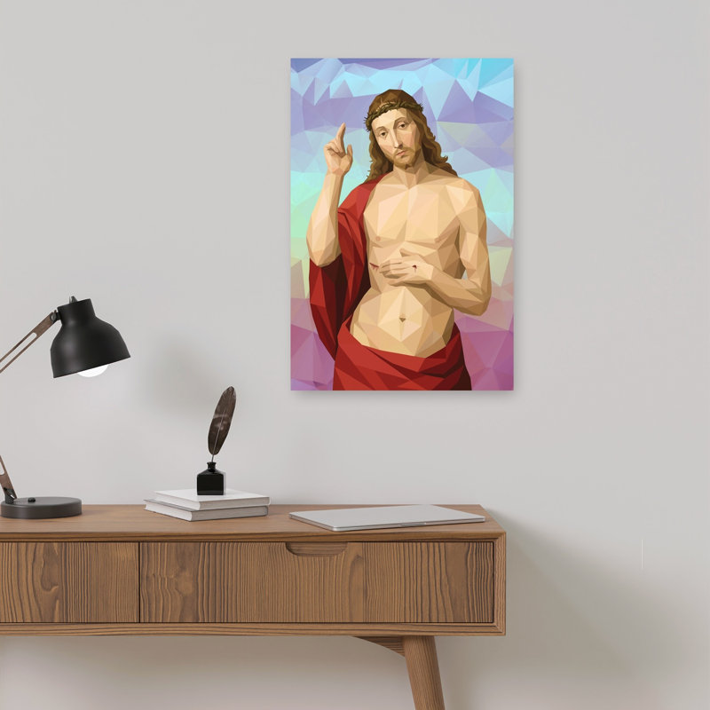 Sacred Geometric Christ Abstract Geometric Modern Wall Art Print 1 Piece Wrapped Canvas Wall Art, 45.72cm H x 30.48cm W