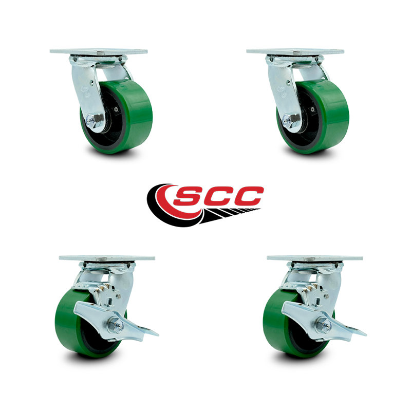 Ensemble de roulettes pour boîte à outils - Roulettes pivotantes en polypropylène vert de 4 pouces - SCC