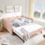 Lit de jour double en vichy double avec couchette simple sans sommier, avec port USB et adorable tissu en forme de vague-1983427196