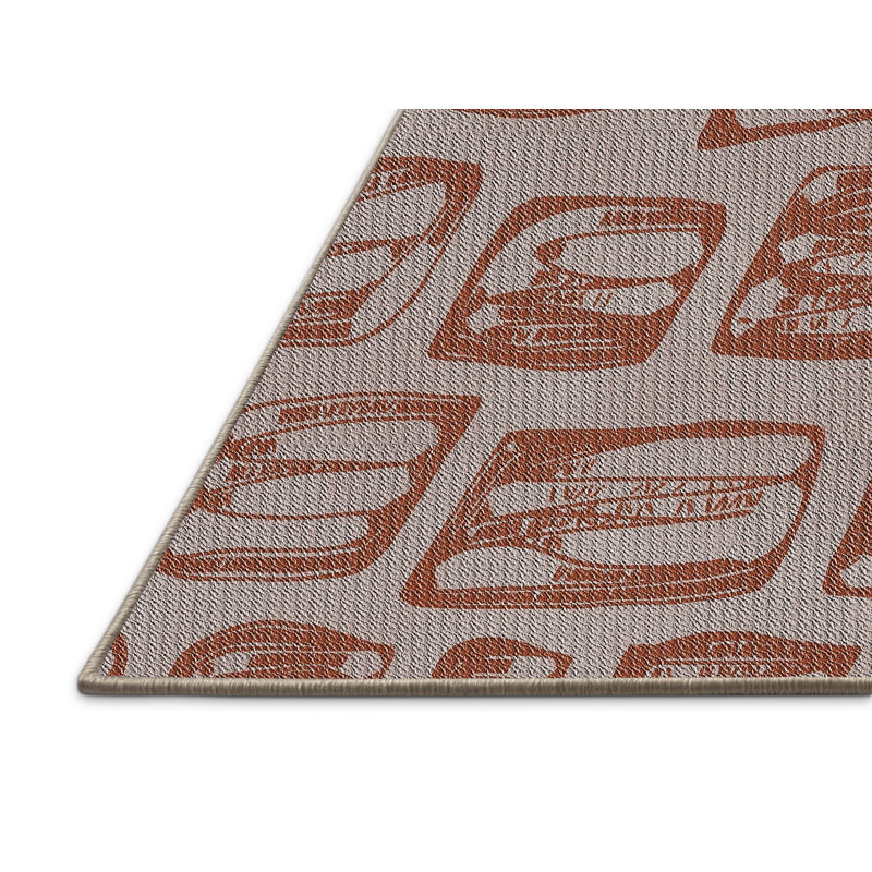 Tapis brun/gris à motifs, Rectangle 5 pi x 7 pi