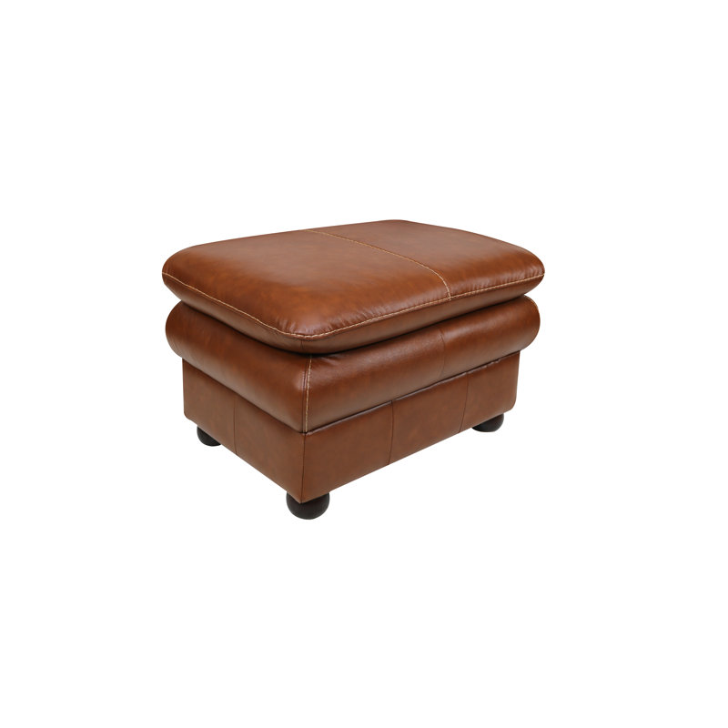 Repose-pieds carré en cuir véritable de 29 po de largeur, Cuir véritable Wild Brand