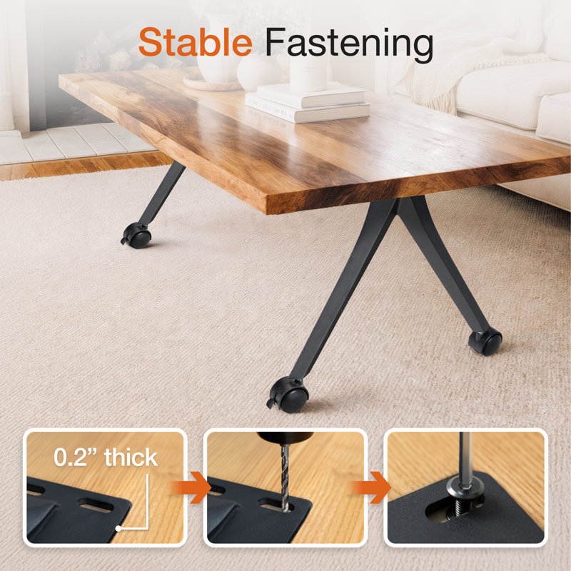 Pieds de table basse en métal Compa, avec roulettes, ensemble de 2, Naturel