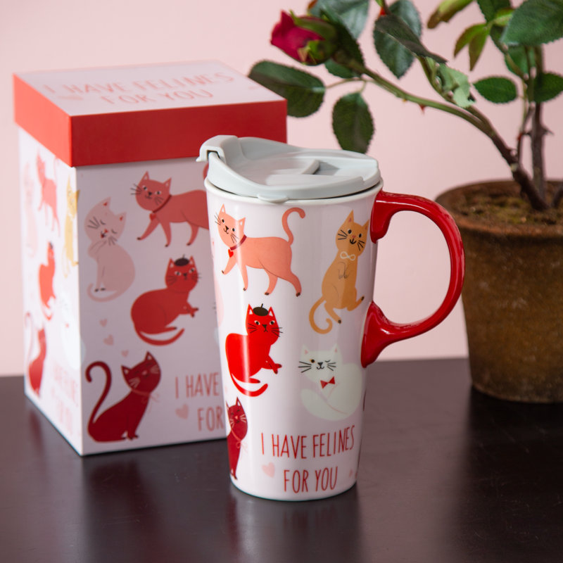 Tasse de voyage en céramique, 17 oz. , Avec boîte, Saint-Valentin amusants