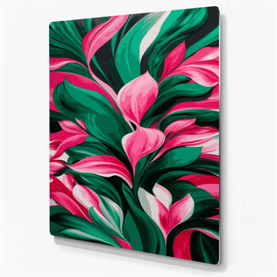 Abstrait floral vert 64, art mural en métal